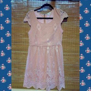 Blush pink lace dress